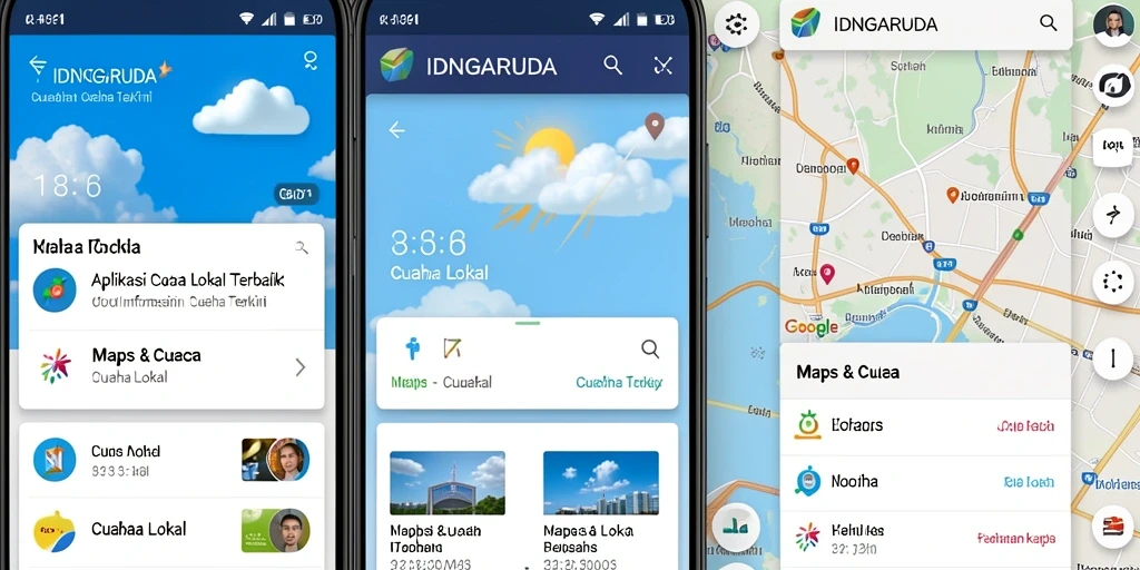 Antarmuka IDNGARUDA menampilkan informasi cuaca lokal yang jelas dan informatif.
