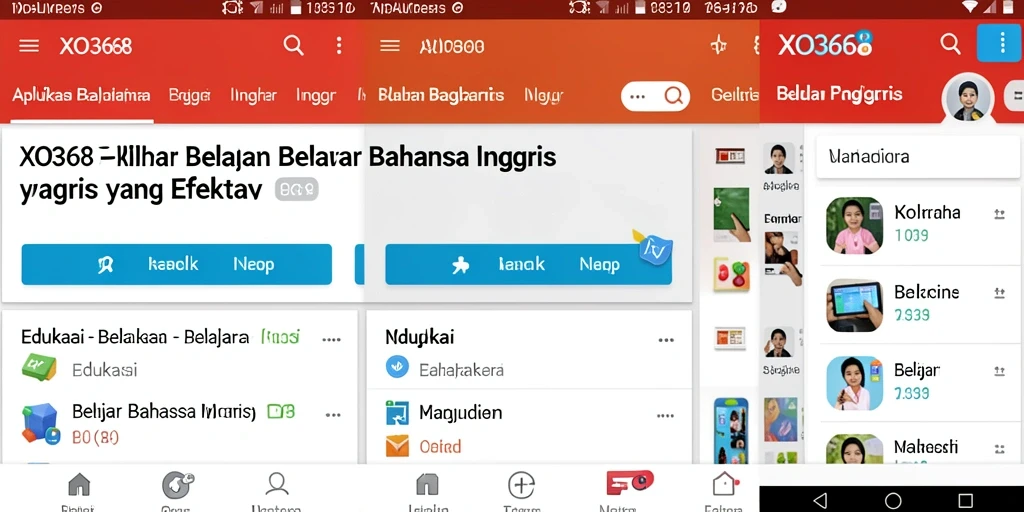 Tampilan antarmuka aplikasi Belajar Bahasa Inggris XO368