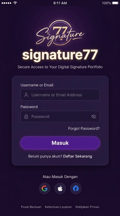 Tampilan halaman login signature77