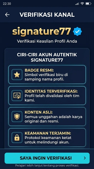 Tampilan kanal resmi signature77